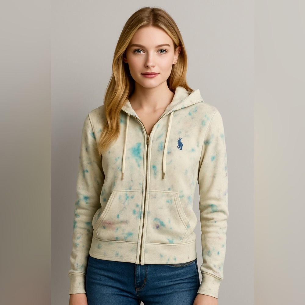 Ralph Lauren Multicolour Paint Splatter Zip Up Hoodie Jacket